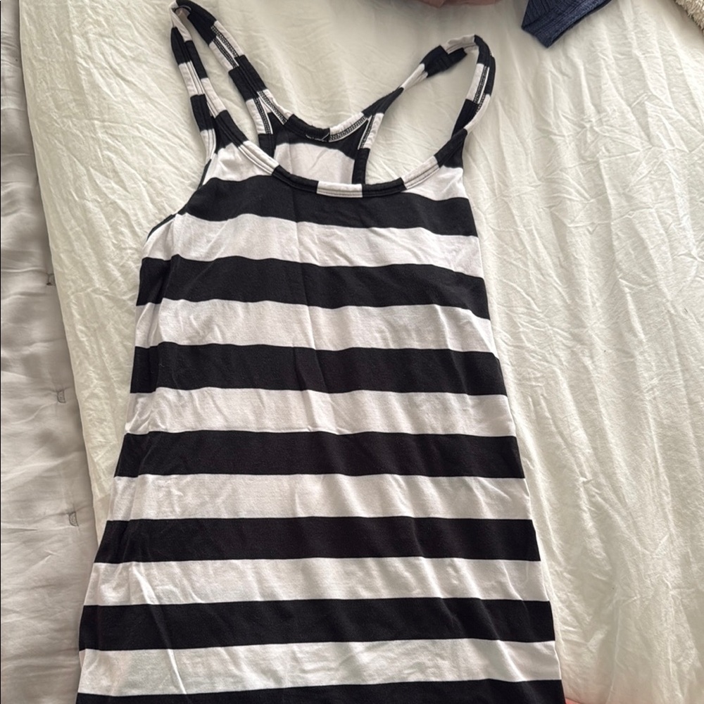 Lululemon Black and White Striped Tank Top